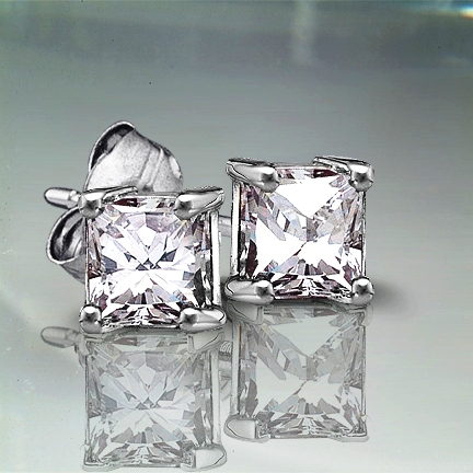 .40 tcw Princess Diamond Earrings